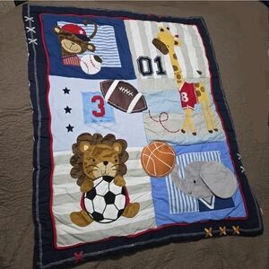 Lambs and Ivy Crib Bedding Reversible Quilt Comforter Nursery Sports Boy Blanket